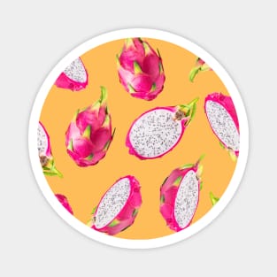 Dragon Fruit Pattern Light Orange - Summer Fruits Magnet